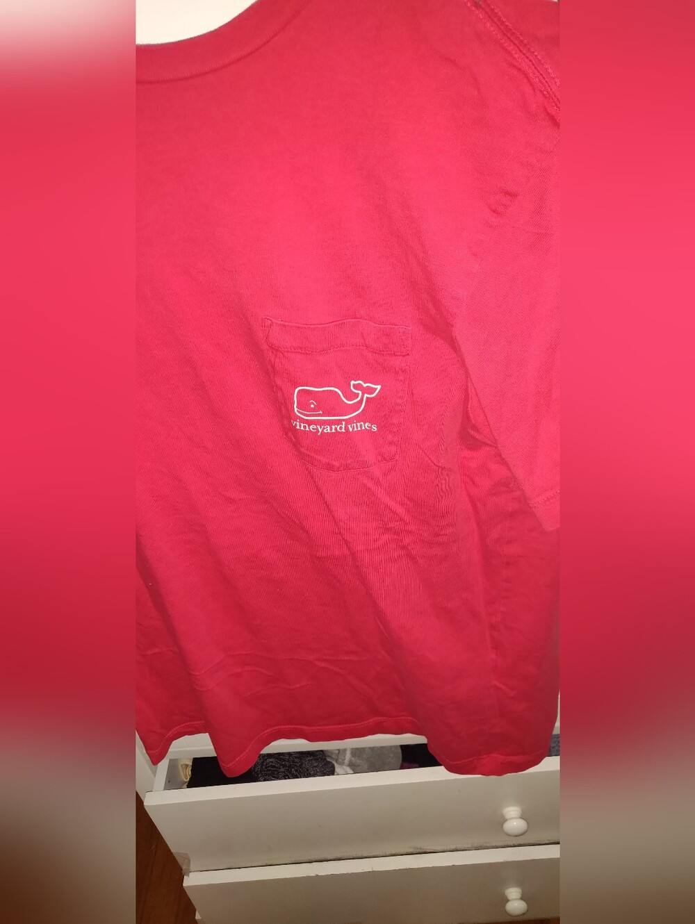 Vineyard Vines Pocket Tee Red with White And Navy Logo Whale Republican Trump